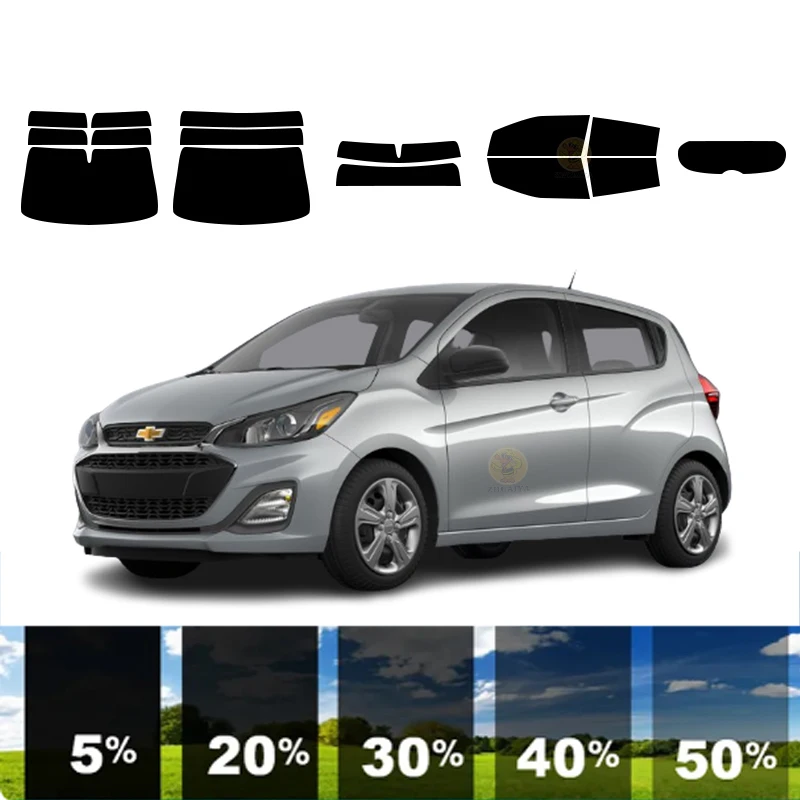 

precut Removable Window Tint Film For Car 100% UVR 5%-70%VLT Heat Insulation Carbon ﻿For CHEVROLET SPARK 4 DR HATCH 2016-2022