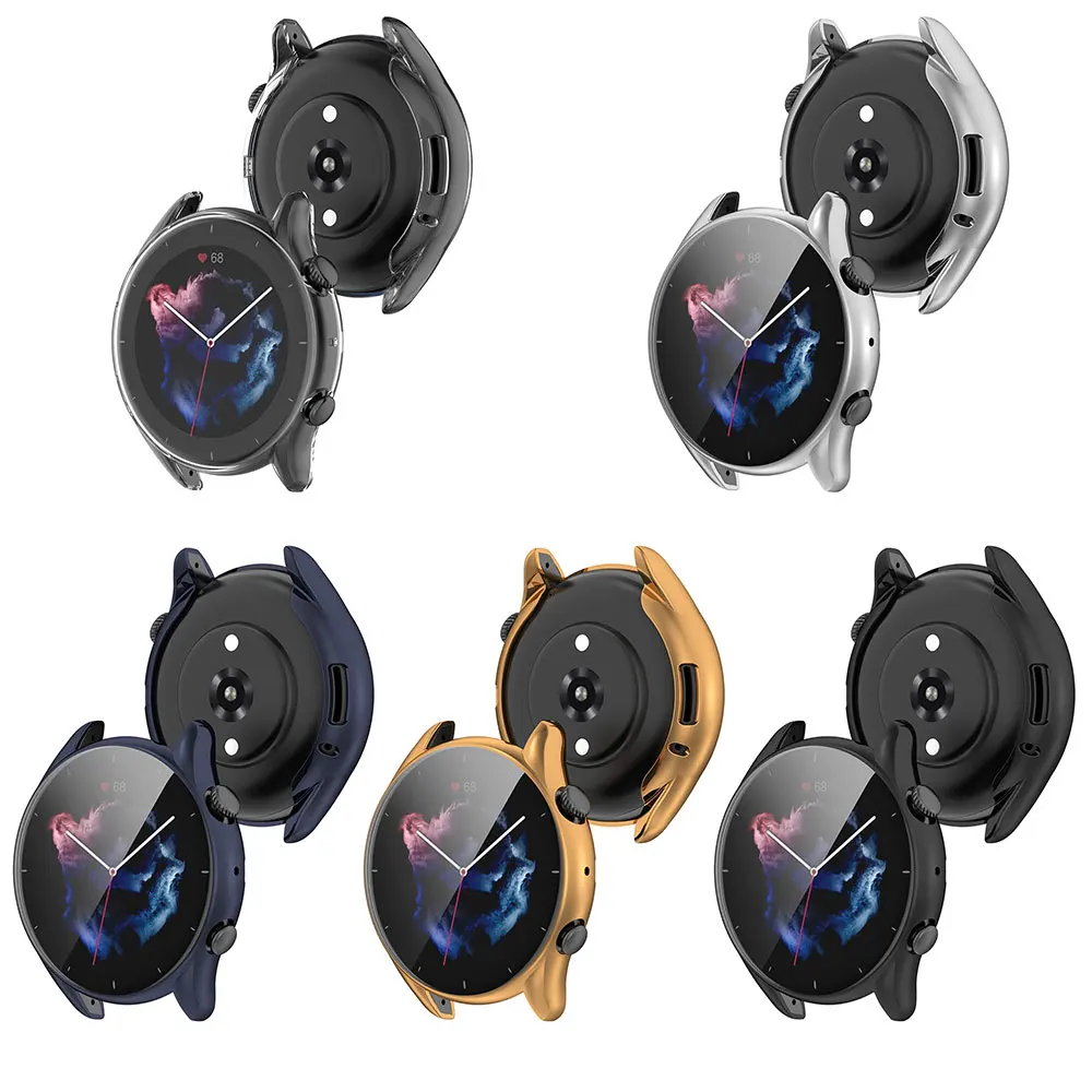 화웨이 아너 워치 GS3 용 보호 케이스, 스마트워치 스크린 범퍼 프레임, 시계 유리 커버, 강화 필름 포함 하드 PC 케이스