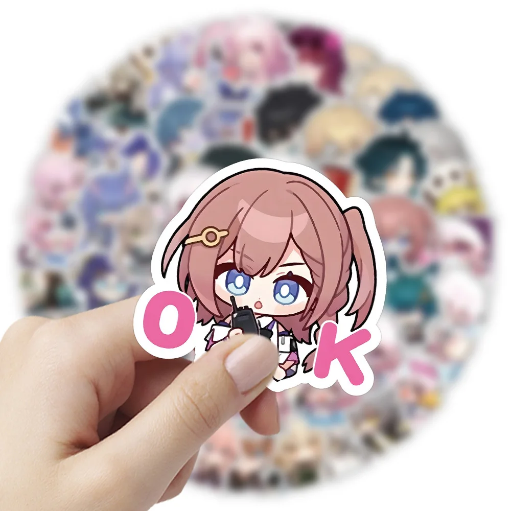 60pcs Anime Honkai: Star Rail Sticker Cartoon Stickers Raiden Mei Kiana Kaslana Q Version Student Stationery Sticker Toys