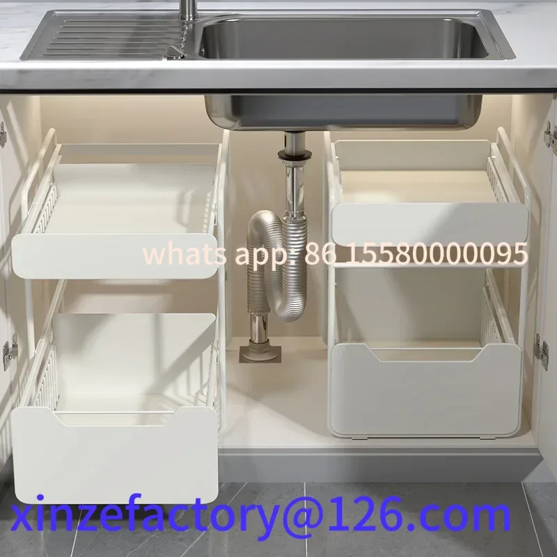 

Customizable 2 Tier Kitchen Storage Shelf Pull Out Cabinet Organizer Under Sink Rack Spice Jar