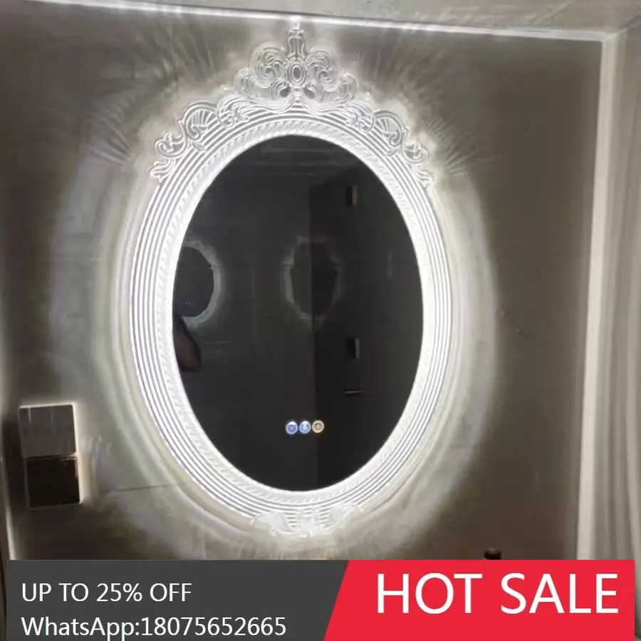 SGF French Style Mirror Acrylic Light Luxury Vanity Touch Smart Bathroom Mirror