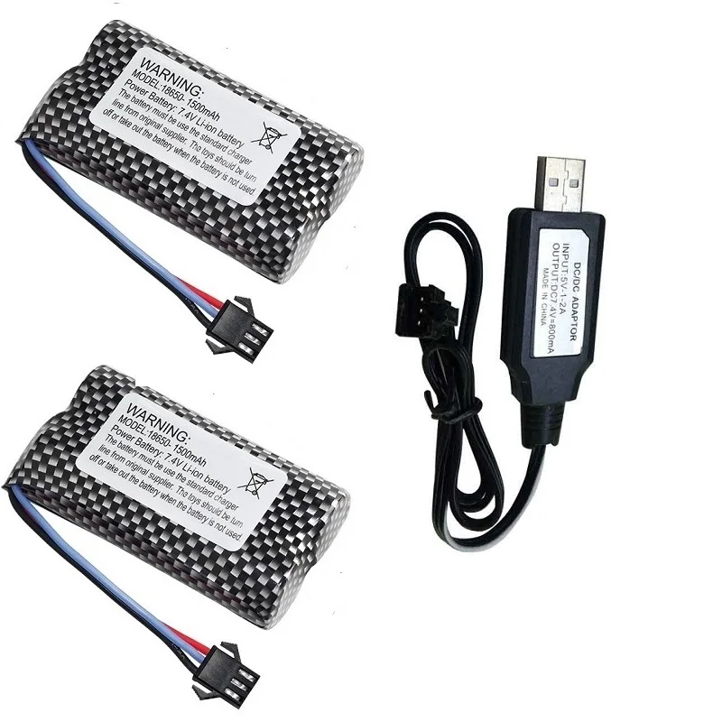 7.4v 1500mAh Li-ion Battery SM-3P Plug /USB Charger SM-3P For Watch Gesture Sensing Twisted R/C Stunt Car 18650 7.4v battery