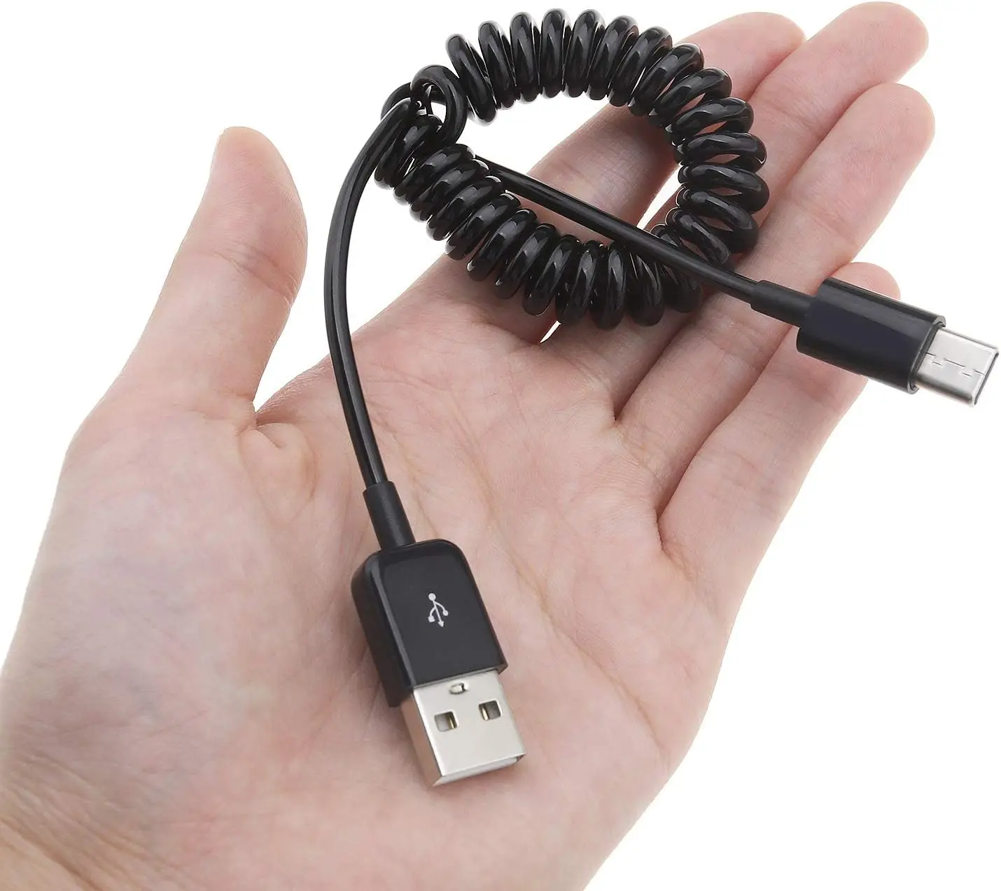 1pcs USB 3.1 C Type Male To Mini 5 Pin Male Spiral Coiled Data Sync Charger Cable 1m