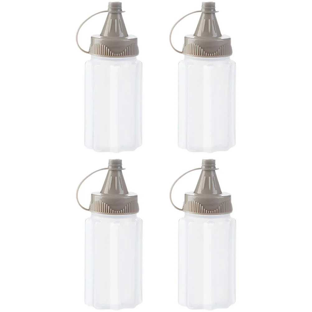 4 Pcs Squeeze Bottles Barbecue Seasoning Salad Dressing Sauce Squeezing Container Kitchen Gadgets Plastic Grey