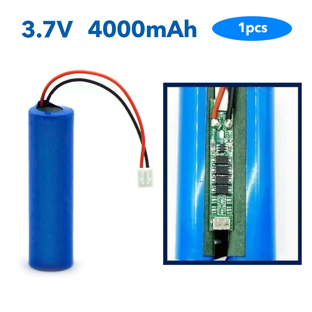 3.7V 1S1P 4000mAh 18650 Rechargeable Lithium Battery Pack Original Batteries Speaker Emergency Lighting with PCB JST Connector