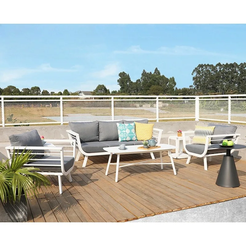 

Уличная мебель для отдыха: простые столы и стулья для двора, виллы, сада, водонепроницаемые, солнцезащитные, металлические, с диваном и одним столом.