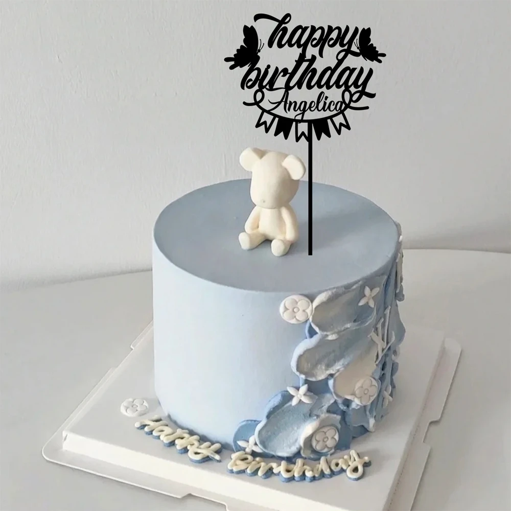 1PC Affordable Happy birthday wishes with star patterns Customized Name Cake Sign Cake Ornaments Unique Birthday Party Décor