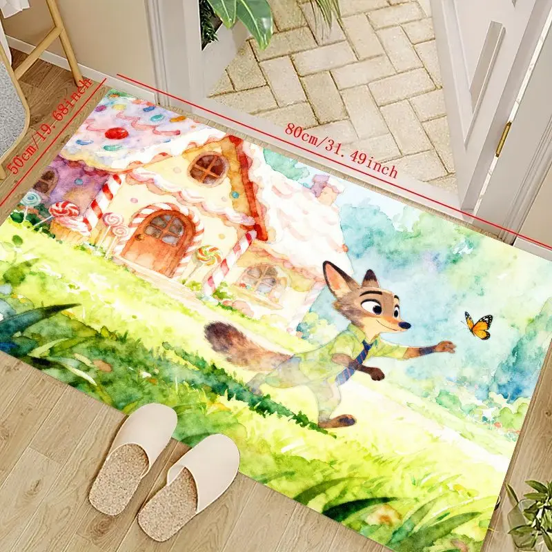 

1PC Cartoon Fox and Butterfly Rug for Living Room, Kids Play Area Floor Mat, Colorful Soft Carpet for Home Decoration, Non-Slip