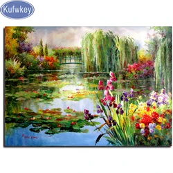 Claude Monet Pittura diamante giglio d'acqua colorato, immagine diamante mosaico Pieno quadrato/rotondo Diamante 5d Ricamo vendita, arti murali