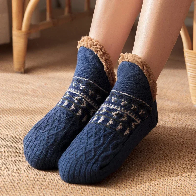 

Fuzzy Sleeping Socks Women Fluffy Slouch Winter Warm Plush Non Slip Grip Thick Soft Female Floor Comfy Slippers Sock Men male