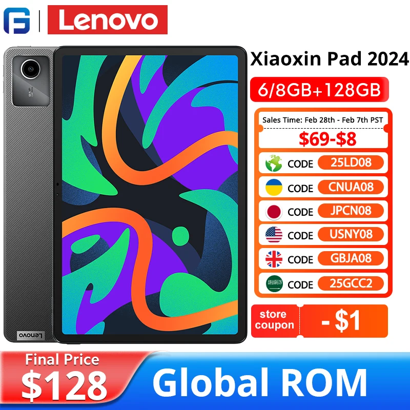 Lenovo Xiaoxin Pad 2024 Tablet Global ROM 6GB 128GB Qualcomm Snapdragon 685 Octa Core 11