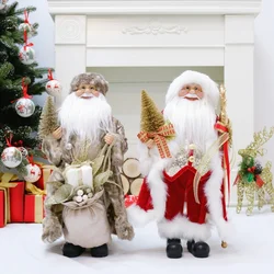 Big Santa Claus Plush Dolls Standing Christmas Tree Decoration Figures Gift Kids New Year Home House Ornaments Decor Navidad