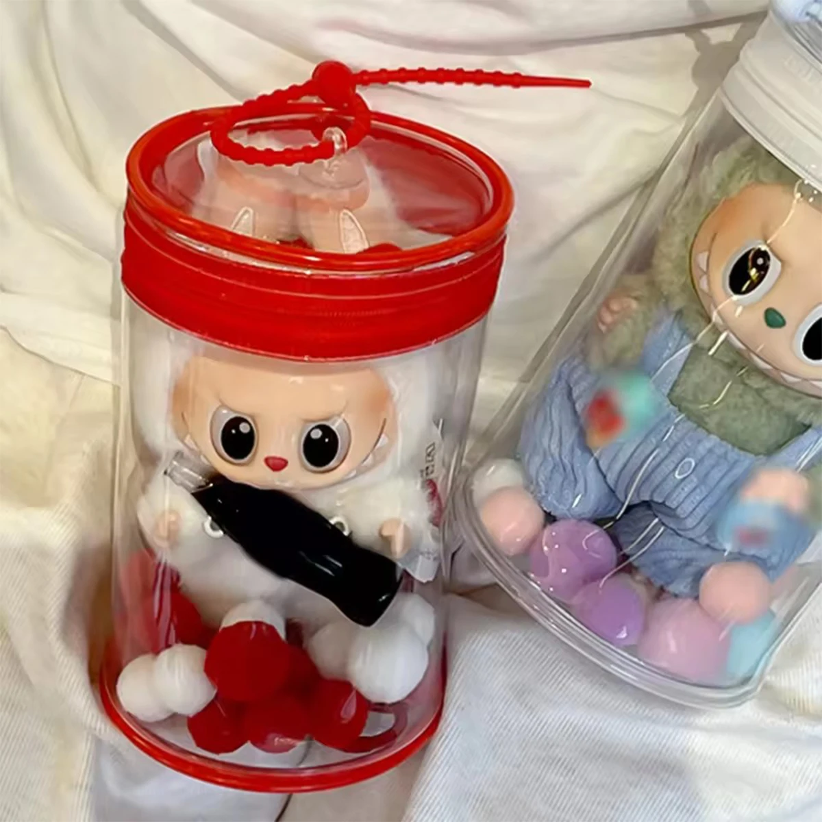 Transparent Protector Case Square Organizer Box for 15cm Labubu Plush Dolls Outdoor Display Bag