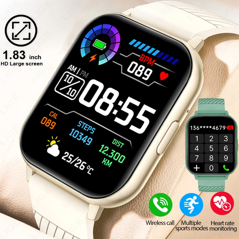 

LIGE New Smart Watch Men Full Touch Screen Bluetooth Call Waterproof Watches Sport Fitness Tracker Smartwatch Ladies Reloj Mujer