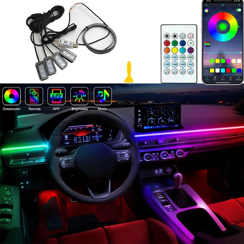 Car led lights Interieurs Foot ambient light car With USB Music Control App rgb auto Interior Atmosphere Lamp for bmw f10 e90 x5