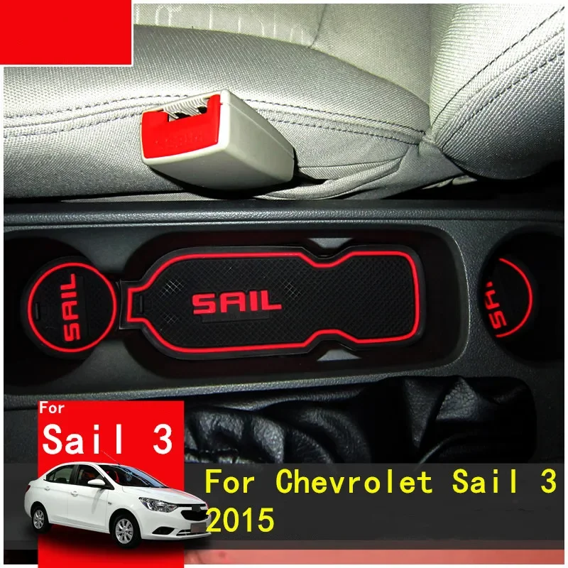 

For 2015-2018 Chevrolet Sail 3 3D Rubber Mat Door Slot Pad Cup Cushion Groove Mat Lnterior Anti Slip Mat Car Accessories