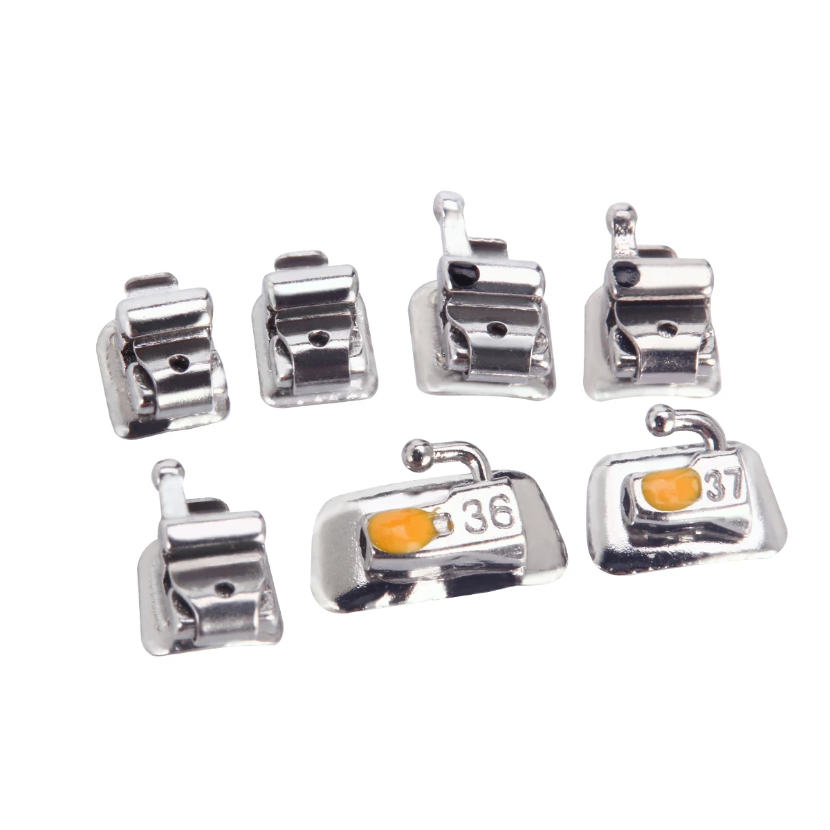 AZDENT Zahnspangen, kieferorthopädische Brackets, aktive selbstligierende 4-teilige Backenzangen, markierte Basis Roth 0.022, Haken 345 mit Werkzeug – Detail 6