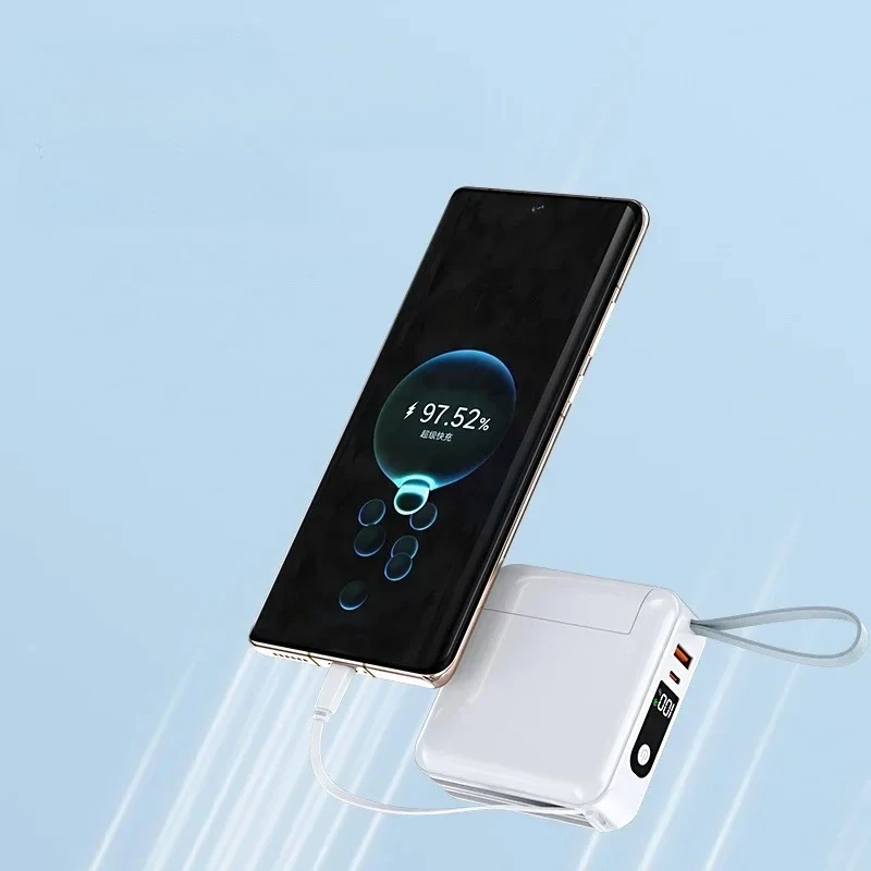 20000mAh 파워뱅크 내장 케이블 및 AC 플러그 벽 충전기 22.5W 고속 충전 파워뱅크 아이폰 샤오미 외장 배터리