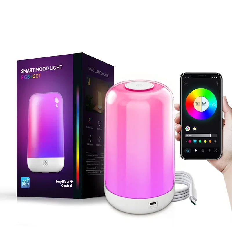 Smart bluetooth dimming color dimming 3600mA charging touch music atmosphere bedside night lights lamp for bedroom