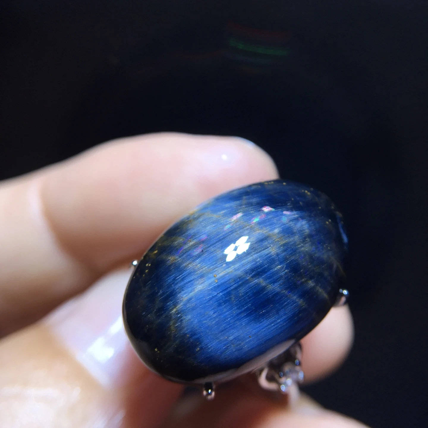 Namibia Natural Blue Pietersite Adjustable Ring 21/14.2mm Big 925 Silver Pietersite Chatoyant Gemstone Ring AAAAAA
