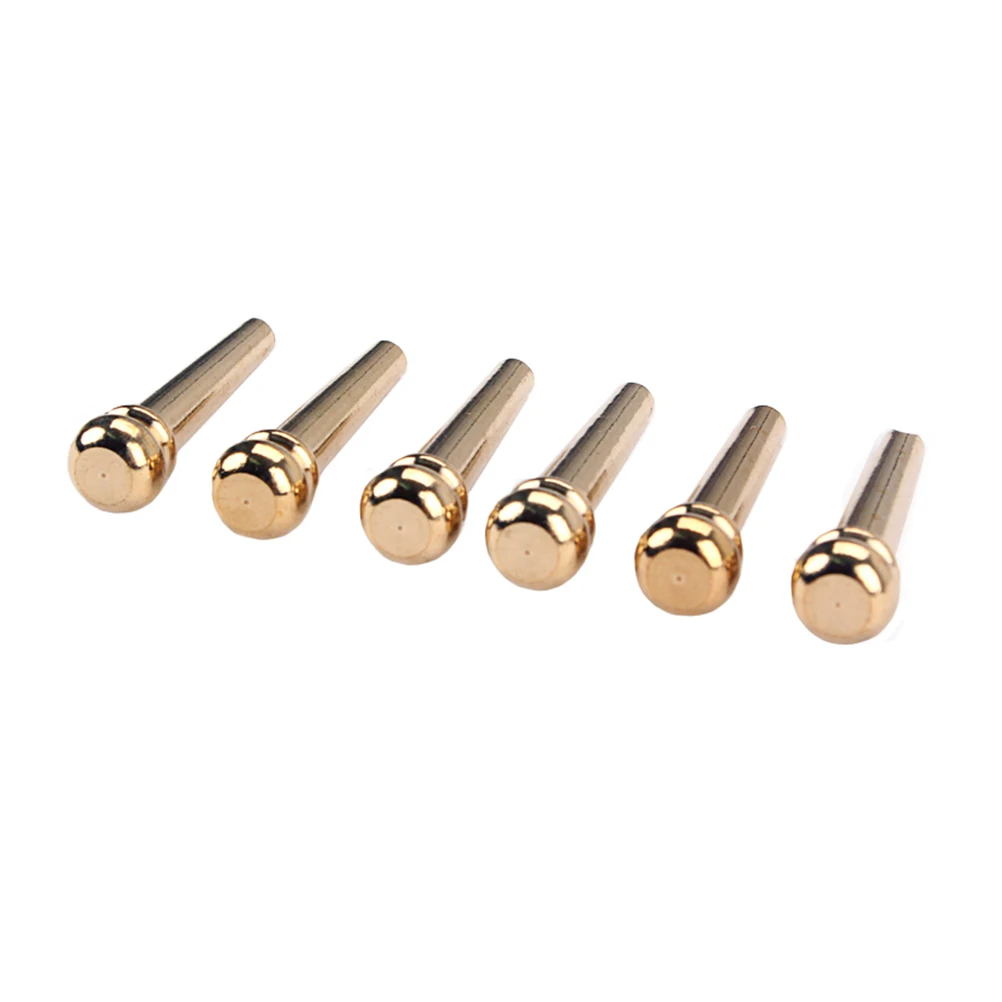 

6pcs GL20 Guitar Bridge Accessories Brass Guitar Bridge String Studs for Folk Acoustic Guitars Replacement (Golden)