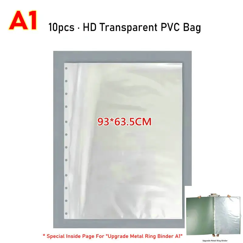 Large File A1 Poster Binder Sleeves HD Transparent PVC Bag A1 Paper Organizer Clear File Bag Art Drawing Sheet Protector