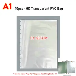 Bolsa de PVC transparente para archivador, organizador de papel A1, bolsa de archivo transparente, Protector de hoja de dibujo artístico, HD, grande, A1