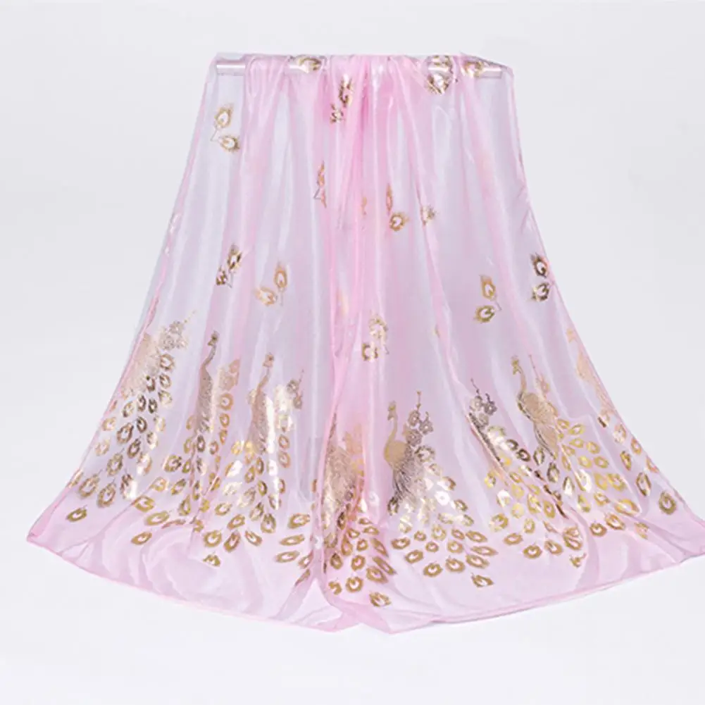 Peacock Print Summer Women Chiffon Scarf High Grade Light Fashion Sunblock Scarf Long Lady Scarf Shawl Beach Towel Silk Scarves