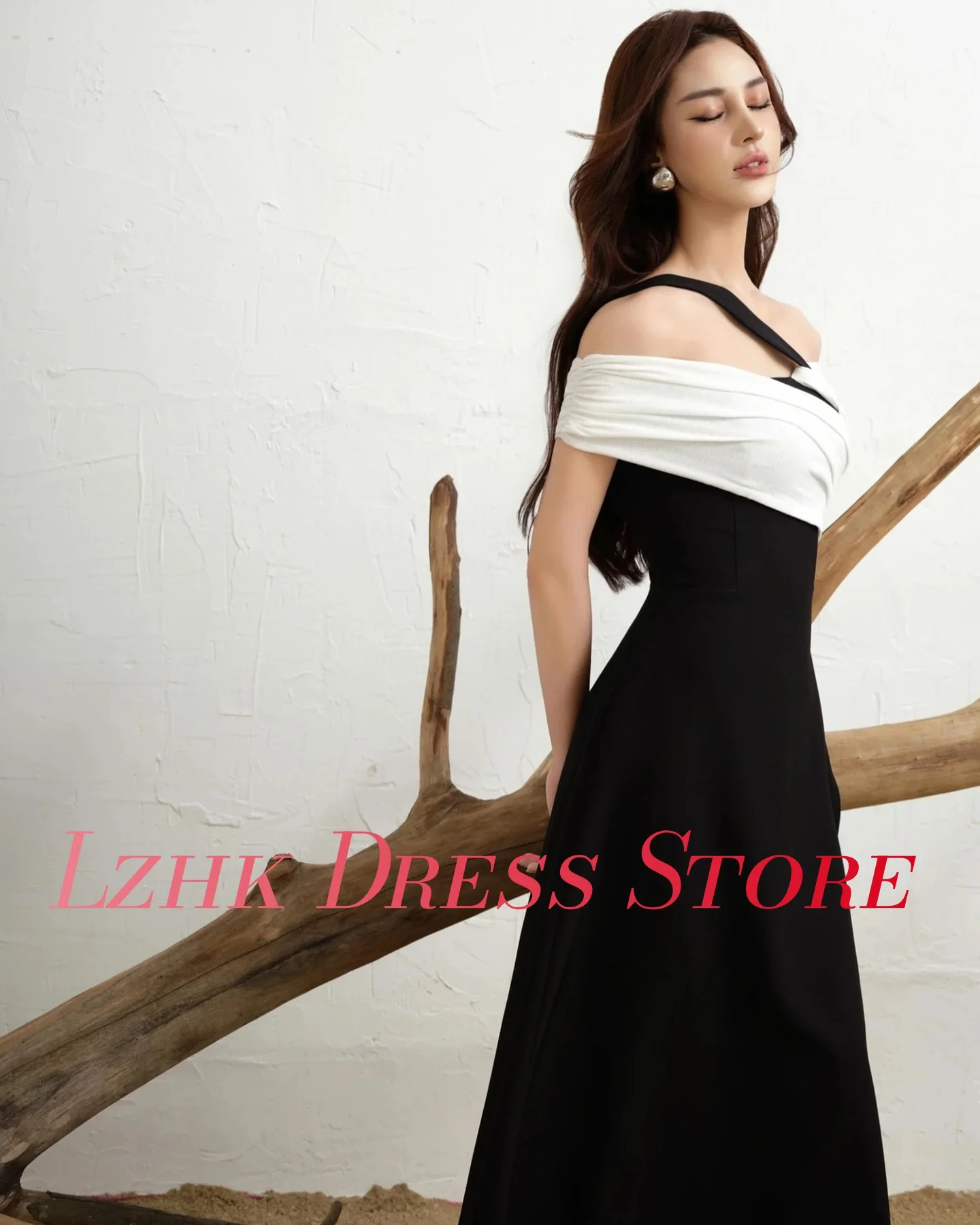 Maßgeschneidertes, anmutiges, schulterfreies Jersey-Abendkleid in A-Linie, Temperament, kurze Ärmel, knöchellang, Kleider für besondere Anlässe