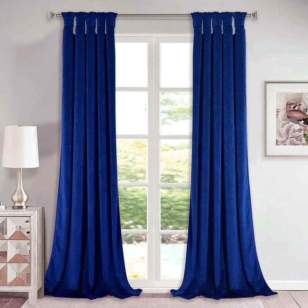 Twisted Tab Top Blackout Curtains Panels for Bedroom, Modern Home Decoration Noise Reducing,DIY Twist Tab Top, Window Drape (2 P