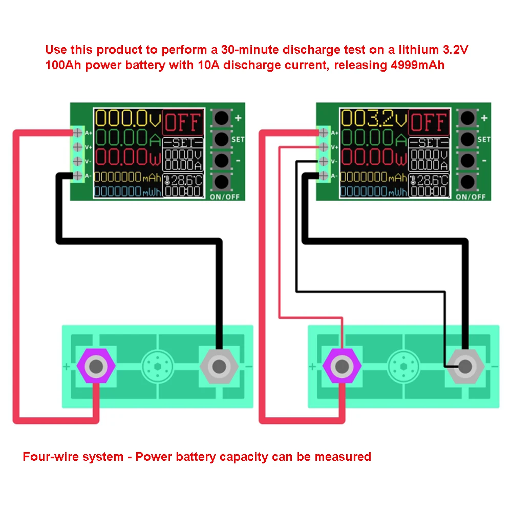 150W 10A 4-przewodowy Tester pojemności akumulatorowy 1.77 Cal kolorowy ekran TFT Tester rozładowania zasilania obciążenie typu CNC