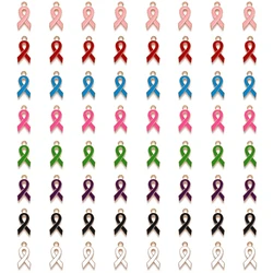 30 Pieces Pink/Purple/Red Ribbon Pendants Charms Breast Cancer Awareness Charms for Jewelry Making DIY Accessories