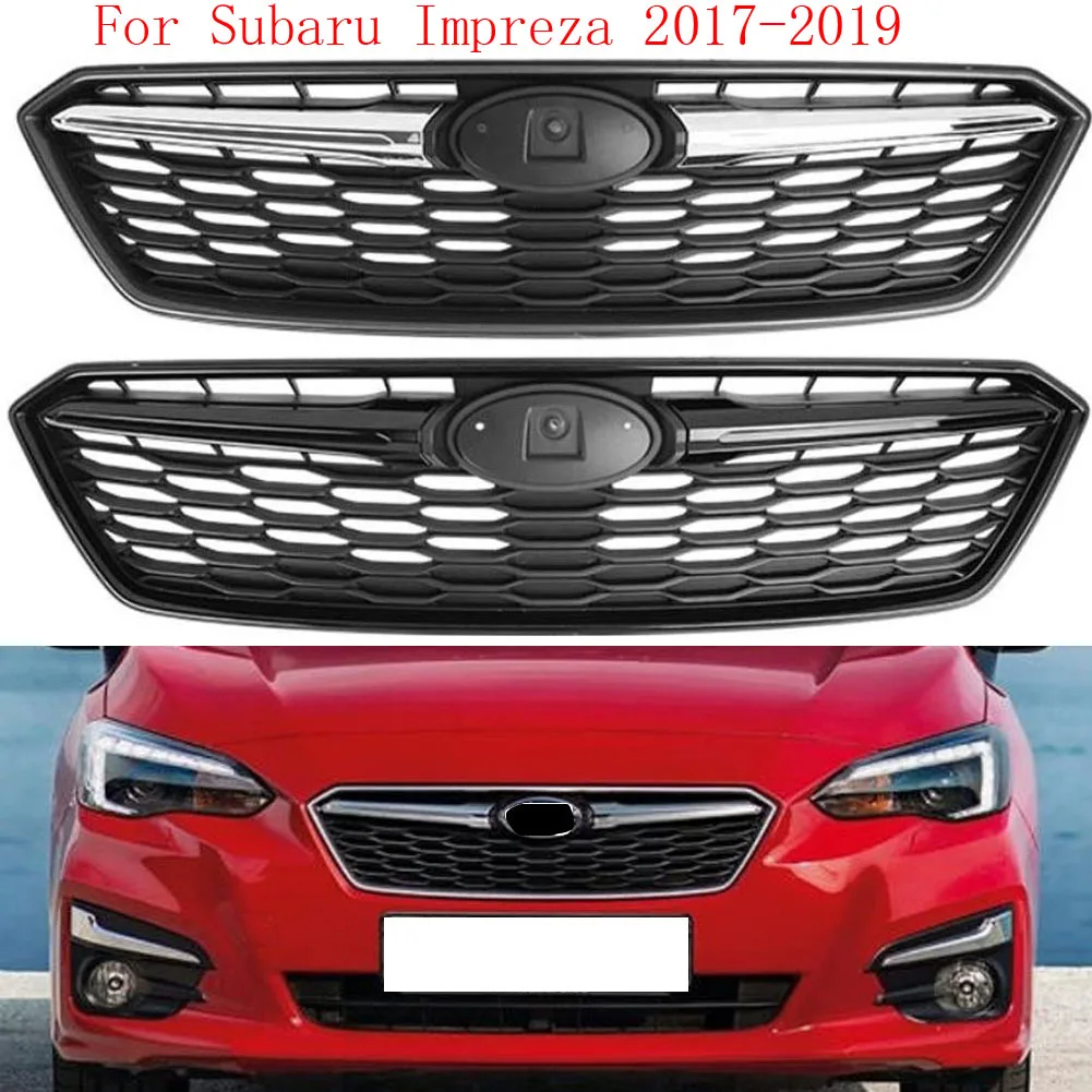 

For Subaru Impreza 2017-2019 Sport Style Front Upper Grille Gloss Black ABS Plastic OEM Upgrade Front Bumper Hood Grill