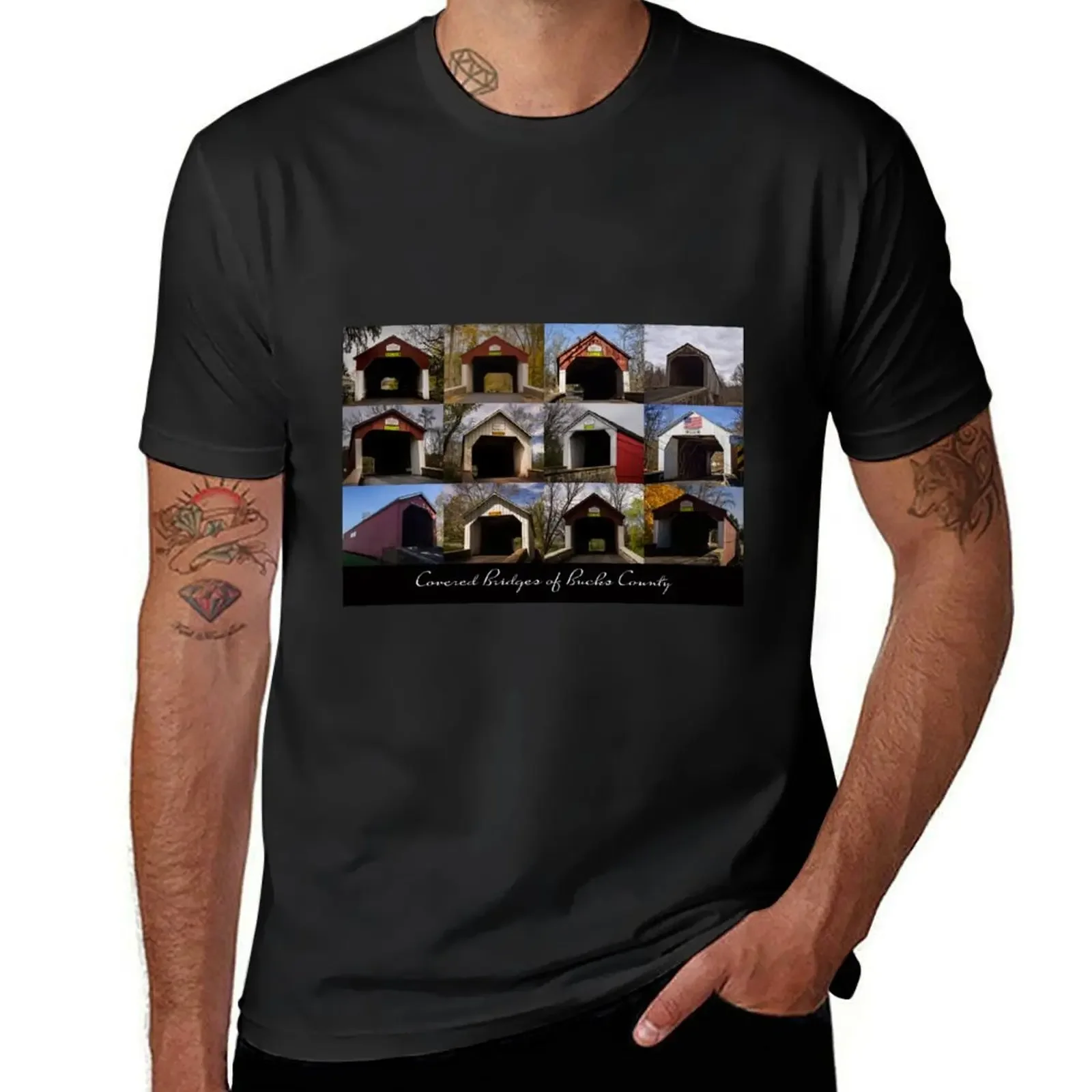 Covered Bridges of Bucks County T-Shirt graphic shirts customs summer tops Aesthetic clothing plus size men clothing