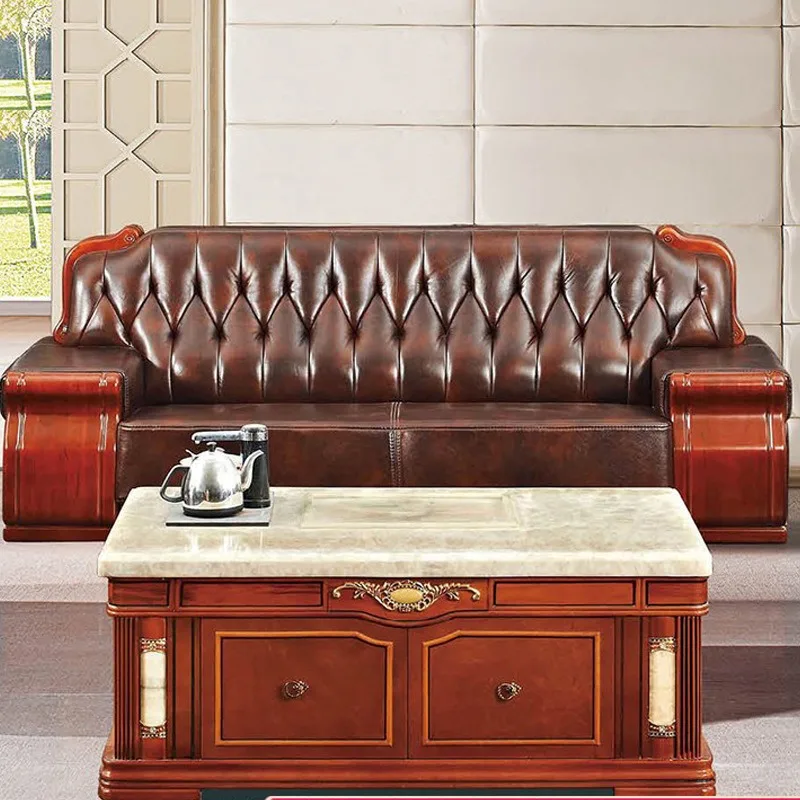 Luxury large sofa, Chinese office sofa coffee table, business office sofa reception sofa 268