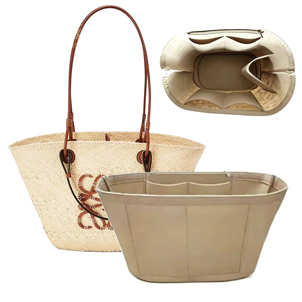 Felt Bag Organizer Insert Shoulder Strap for LOEWE Anagram Basket (Large) Straw Woven Support Inner Liner Bags Accessories