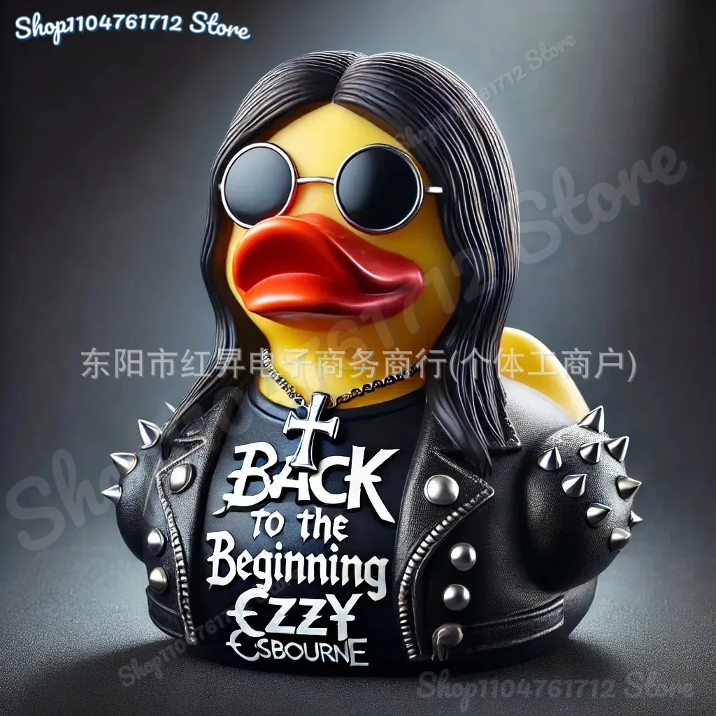 

Creative Figurines for Ozzy Osbourne Back To The Beginning Rubber Duck Ornament Desktop Ornament for Party Commemorative Gift