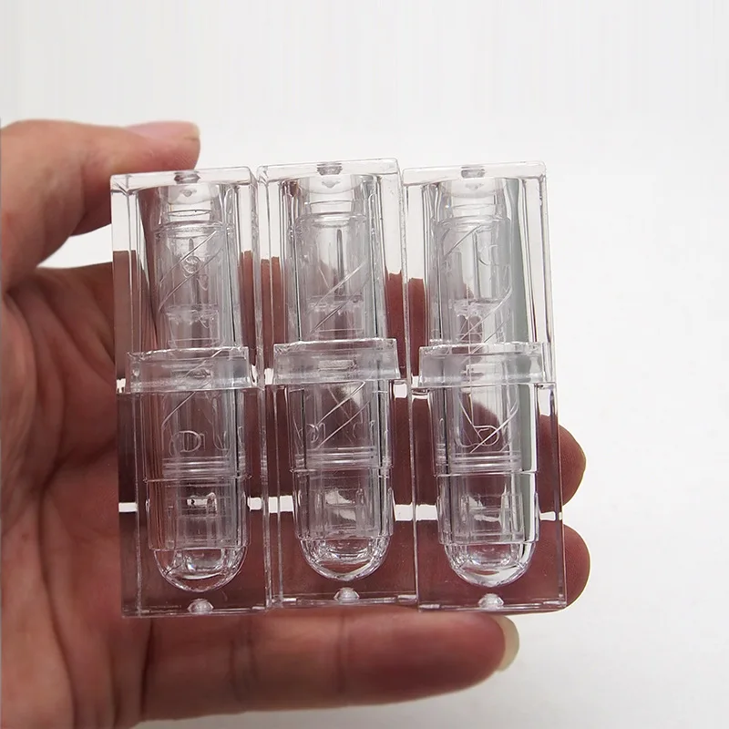 100Pcs 12.1mm Clear Square Empty Lipstick Tubes Plastic Professional Lip Balm Containers for Lip Rouge Subpackage