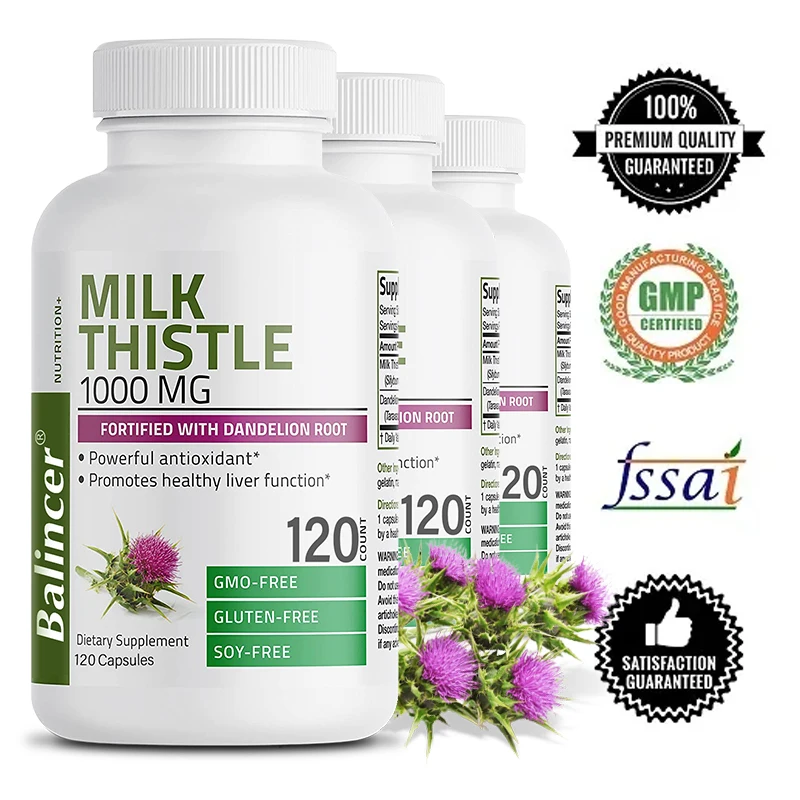 

Liver Capsules Milk Thistle Liver Detoxification and Cleansing for Healthy Cholesterol Lowering Antioxidants and Detoxifiers