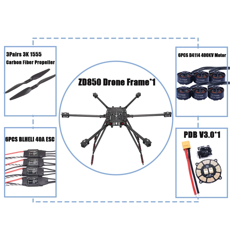 

Rctosky ZD850 Pixhawk 2.4.8 M8N Полностью углеродное волокно 850 мм Рама с шестиротором Blheli 40A Esc Flight Comtrol Набор радиотелеметрии