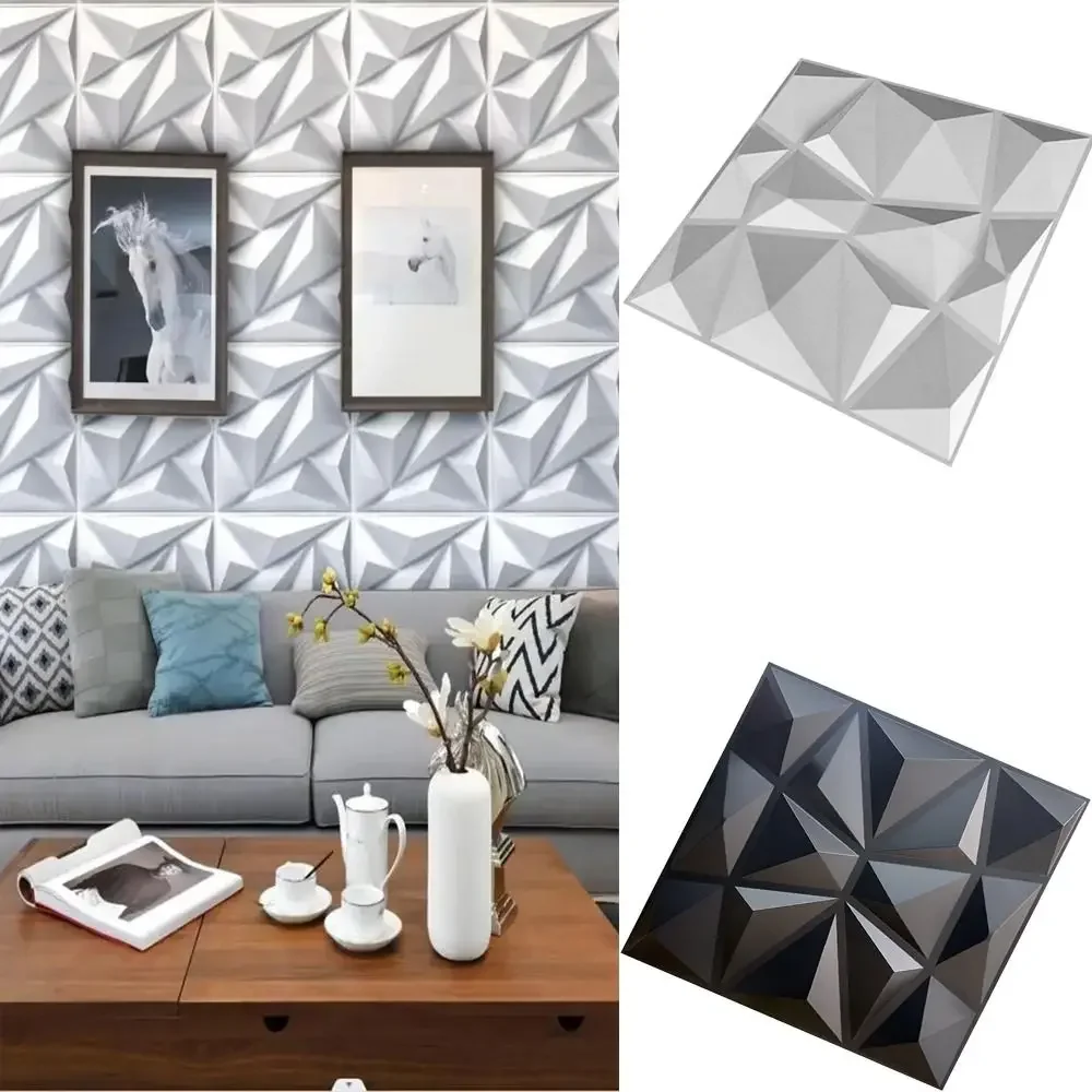 ديكور 3D الجدار ملصق الفن 3D بلاط الحائط خلفية للماء مع تصميم الماس لوحة الحائط غرفة المعيشة الحمام المطبخ #4