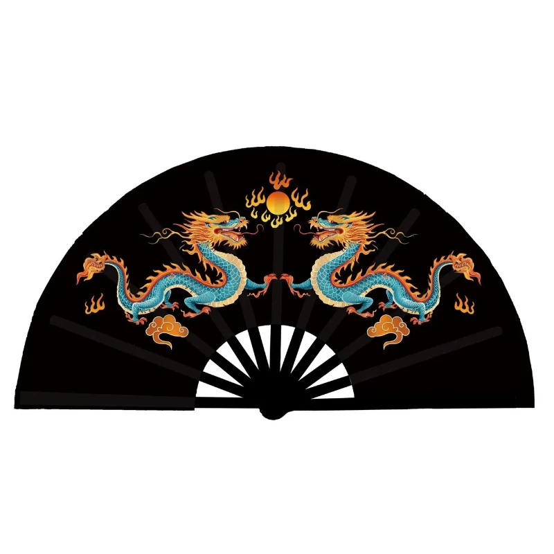 Chinese Style Double Dragon Tai Chi Fan Ancient Style Classical Genuine Kung Fu Fans the Old Men Morning Exercise Fitness Fans