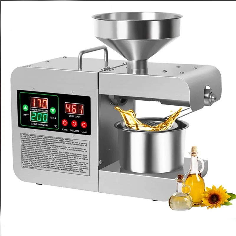 Intelligent Temperature Control Oil Press Hot and Cold Oil Press for Home Sunflower Seed and Peanut Extraction Machine110V/220V