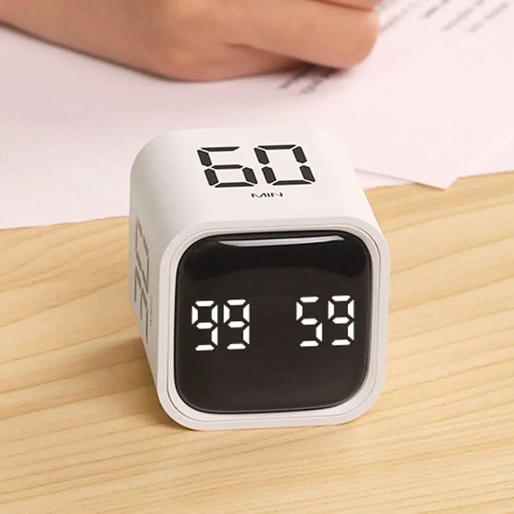 Productivity Cube Timer 5/10/30/60 Minutes and Custom Countdown Mini Digital Timer Electronic Timer for Cooking Fitness Studying