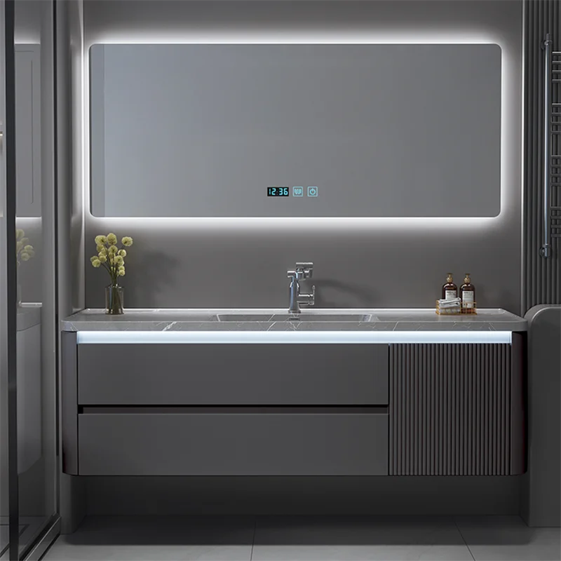 Led Lighting Bathroom Cabinet Space Saver White Toilet Storage Wall Bathroom Vanity Mirror Luxury Meuble Salle De Bain Furniture