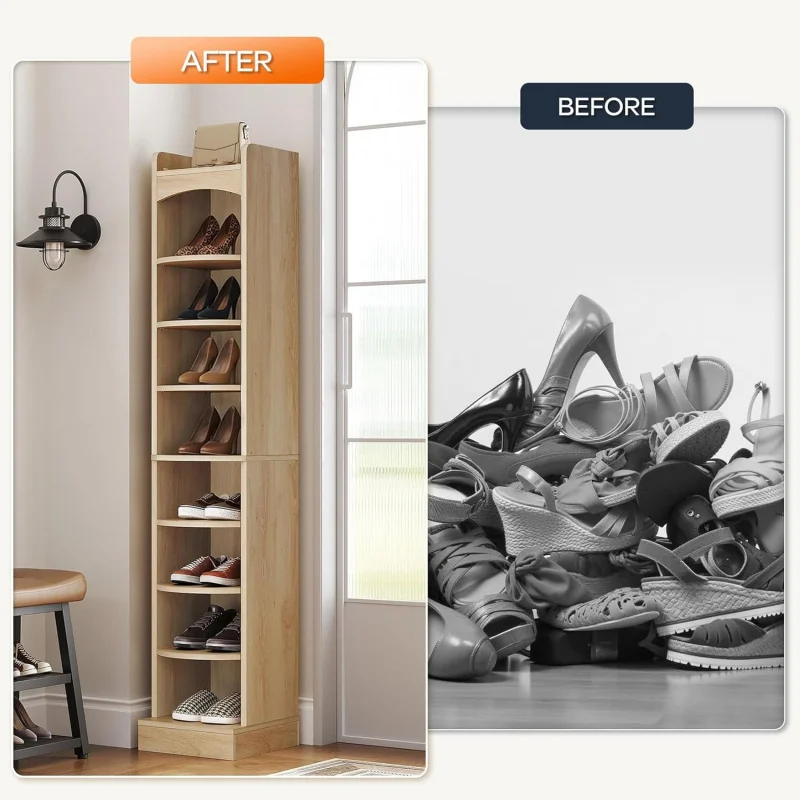 Multi-Layer Shoe Cabinet Entryway, Narrow And Tall Storage Rack The Entrance, Large Capacity For Small Apartments