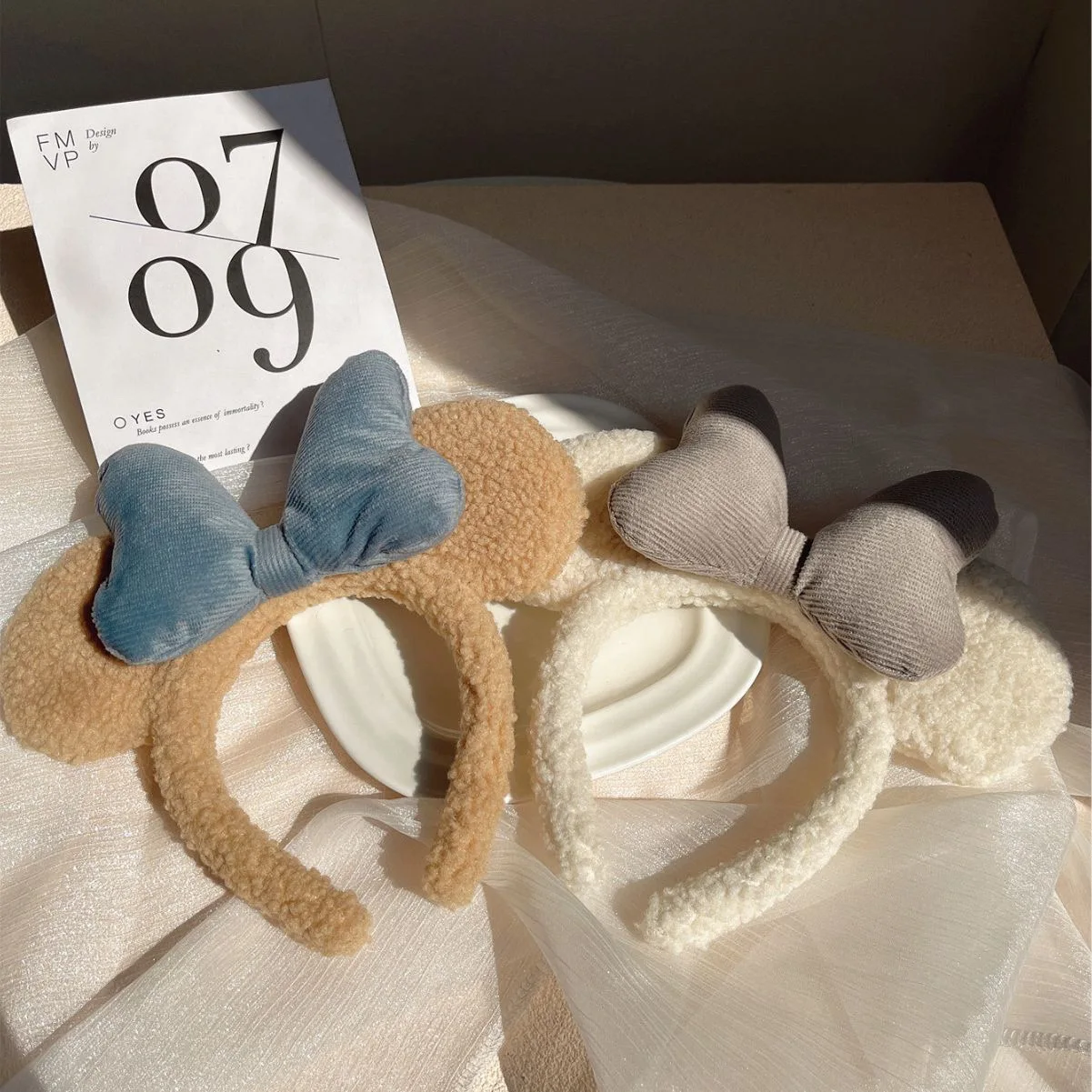 

New Disney Mickey Mouse Headband Cute Plush Butterfly Knot Headband Female Face Wash Professional Daily Travel Hair Accessories