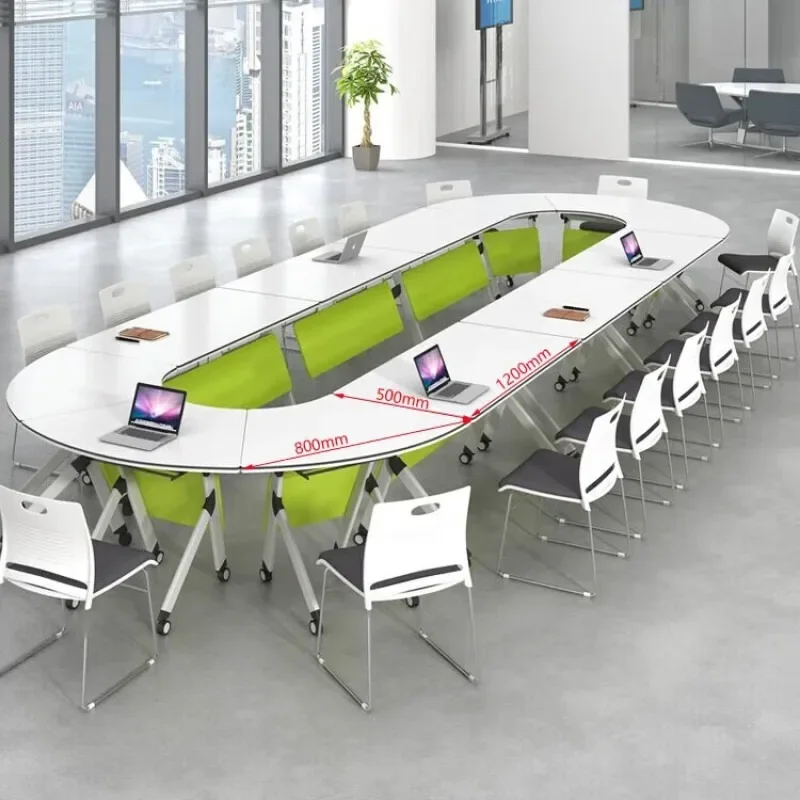 Folding training table and chair combination multi-functional mobile splicing hexagonal conference table