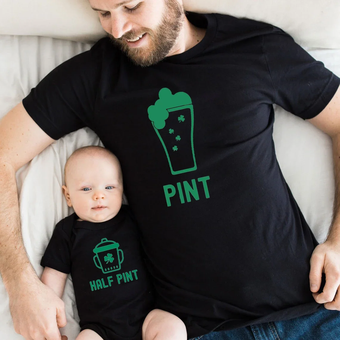 

St Patricks Kid and Dad Shirts St Pattys Day Baby Tee Matching Outfits Father Son TShirts Daddy and Me T-Shirts m