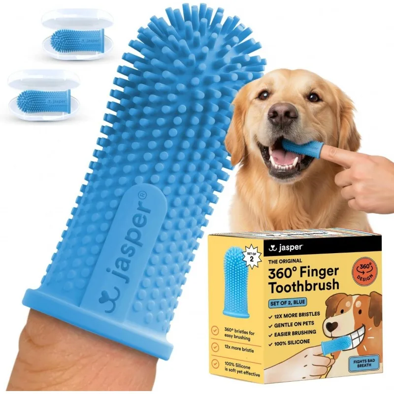 

Dog toothbrush, 360° dog teeth cleaning set, finger sleeve toothbrush, cat toothbrush, dental cleaning supplies, universal toothbrush for small and large pets, **excluding pet toothpaste**, 2-piece set
